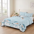 thumbnail image 2 of Quilts Twin Size Bedding Set, Lake Blue Snowman Christmas Lightweight Quilted Comforter, Xmas Snowflake Winter Snowman Soft Reversible Bedspread Coverlet with Pillow Covers for All Season, 68" x 86", 2 of 9