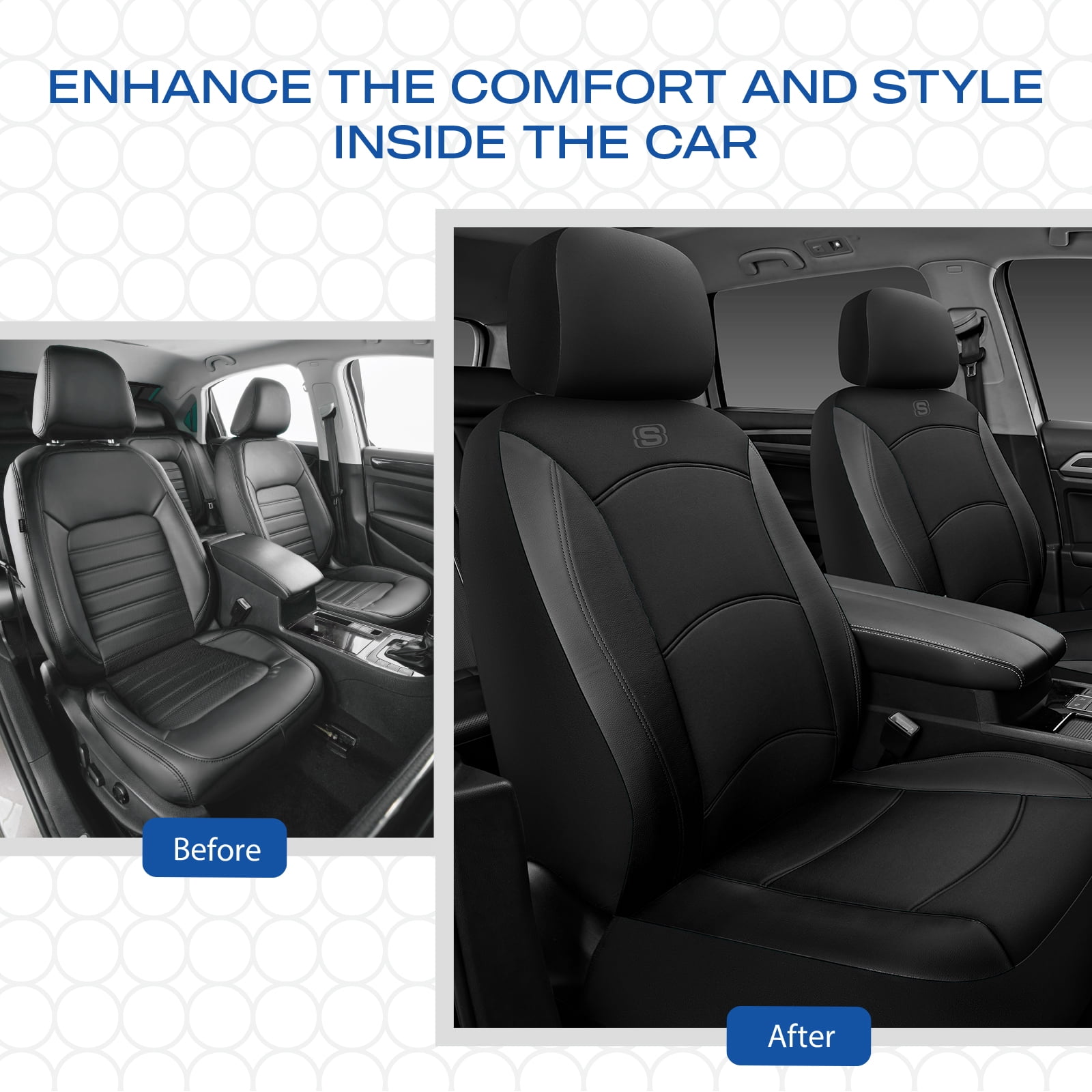 Skechers Lycra Memory Foam Car Seat Covers,Soft,Comfortable,Universal Fit for Cars,Trucks and SUVs Black