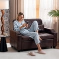 thumbnail image 2 of Ktaxon Sofa Bed, Bronzing Cloth Mechanical Pull-Out Loveseat, Convertible Couch for Living Room, Apartment Brown, 2 of 9