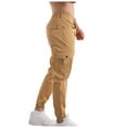 thumbnail image 5 of Pants for Men's Fashion Casual Solid Color Cargo Pockets Elastic Rope Waist Casual Cargo Pants Work Pants for Men Cargo Khaki M, 5 of 5