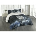 thumbnail image 2 of Ambesonne Winter Quilted Coverlet 3 Pcs, Moon at Night in Forest, King Size, Black and Blue, 2 of 4