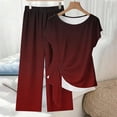 thumbnail image 5 of jobturf Summer Two Piece Sets for Women Gradient Lounge Set Twist Front Short Sleeve Top and Straight Leg Pants Matching Vacation Outfits S-XXL, 5 of 5