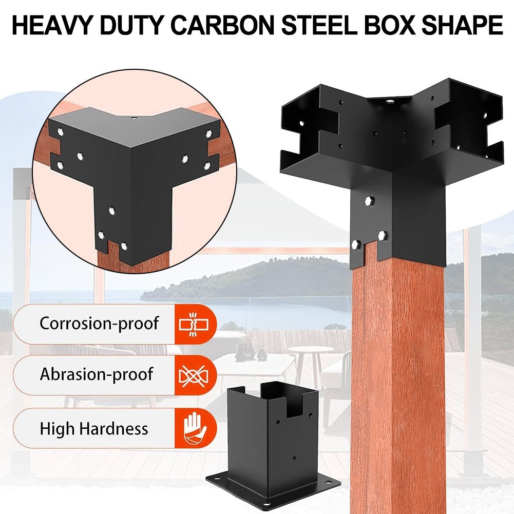 Pergola Brackets TROPTOLKY 4x4 Kit, 3-Way Powder-Coated Woodworks ...