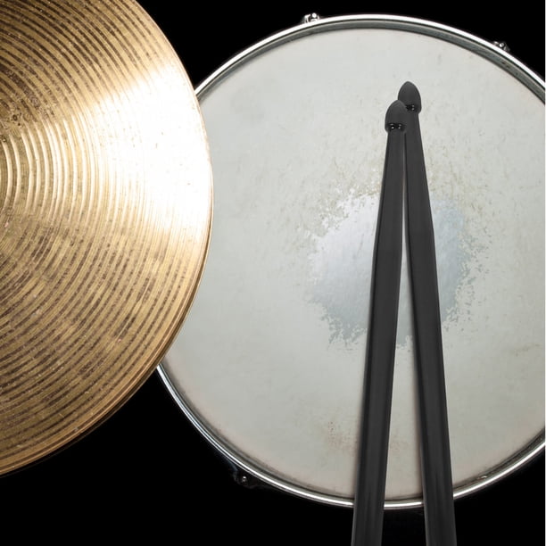 ADDHAT 1Par Baquetas Clásicas De Percusión Con Punta De Fieltro Para Batería Color Negro