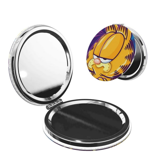 Zufioo Garfield pour Miroir de Maquillage de Poche Portable, Miroir de Beauté Pliable à Main Grossissant Adapté pour Portefeuille Sac à Main pour Femmes-Forme Ronde