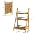 thumbnail image 2 of 3-Tier Foldable Wooden Ladder Plant Stand, Solid Fir Wood Vertical Plant Shelf with Safety Bar, Indoor & Outdoor Flower Pot Display Rack, 2 of 11