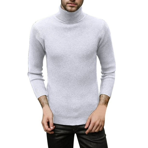 Gibobby Suéter ligero hombre Sudadera de vellón de manga larga con cuello redondo para hombre(Blanco,XG)