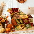 thumbnail image 6 of ‌Autumn Harvest Fleece Throw Blanket - Reversible Pumpkin & Floral Print,51x59in Ultra-Soft Plush for Couch/Bed,Cozy Fall/Winter Decor,Perfect for Home & Gifts, 6 of 6