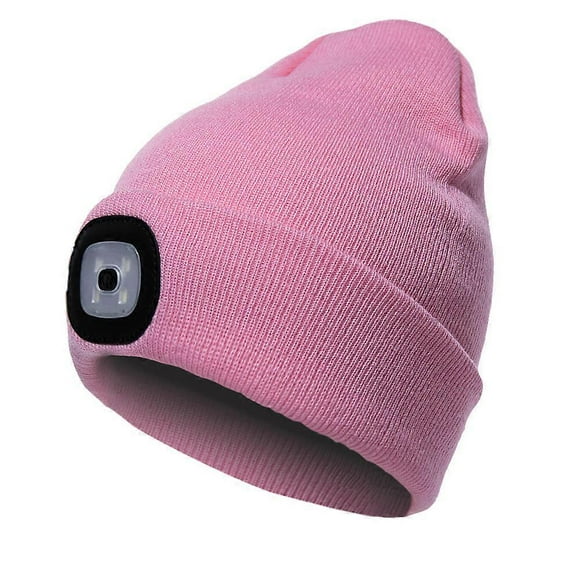 Gorro de punto con luz LED, gorro de punto con manos libres y 4 faros LED, gorro de punto de invierno con luz nocturna