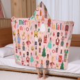 thumbnail image 5 of Pink Christmas Nutcracker Pattern Hooded Bath Towel，60"x35" for Ages 3 To 12 Kids, Quick Dry Lightweight Soft Microfiber Hood Beach Towel Cover Up for Kids, 5 of 7