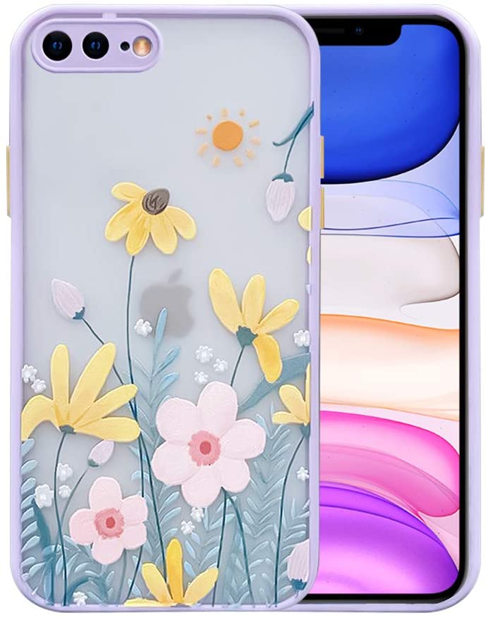 Saytay Compatible With Iphone 7 Plus 8 Plus Case With Clear Flower Frosted Pc Back 3d Floral Girls Woman And Soft Tpu Bumper Protective Silicone Slim Shockproof Case For Iphone 7 Plus 8 Plus