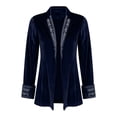 thumbnail image 4 of LEKODE Velvet Blazer Jackets for Women Long Vintage Floral Embroidered Jacket Open Front Gothic Coat Pirate Jacket Steampunk Fall Outerwear Navy XL, 4 of 7