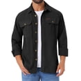 thumbnail image 1 of INSPIRAR CHIC Camisas de Trabajo Casual para Hombre de Manga Larga con Botones y Bolsillos para Pesca y Senderismo Color Negro, 1 of 6