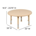 thumbnail image 5 of Emma + Oliver 33" Round Natural Plastic Height Adjustable Activity Table - School Table for 4, 5 of 10