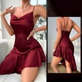 thumbnail image 2 of Feancey Womens Satin Silk Nightgown Cowl Neck Backless Cami Dress Irregular Ruffled Hem Wedding Guest Dresses Soft Pajama Dress Wine S, 2 of 4