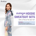 thumbnail image 6 of Oudiya Girls Tie Dye Sweatsuit Casual Pullover Long Sleeve Hooded Sweatshirt Pants 2 Piece Set Fall Winter Outfits, 5-14 Years, 6 of 7