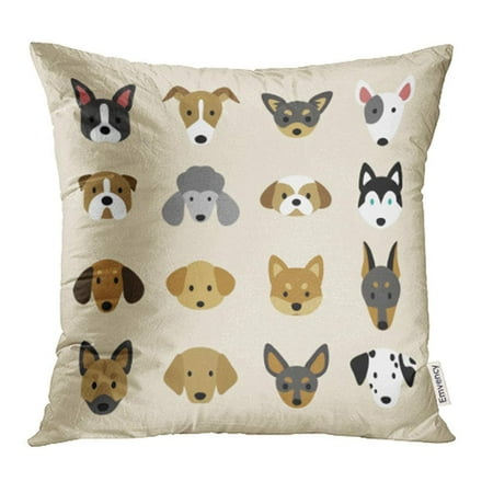 - ARHOME Face of Breeds Dog Greyhound Pet Animal Boston Terrier Bull Terrier Pillow Case Pillow Cover 18x18 inch Throw Pillow Covers