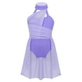 thumbnail image 2 of Aiihoo Girls Mock-Neck Chiffon Dance Dress for Contemporary Ballet Dance Lavender 14, 2 of 5