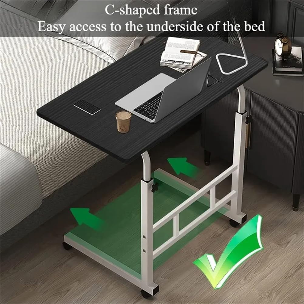 QinaQin Standing Desk Adjustable Height,Small Computer Desk with Wheels,Portable Laptop Standing Table for Home Office Study,Black
