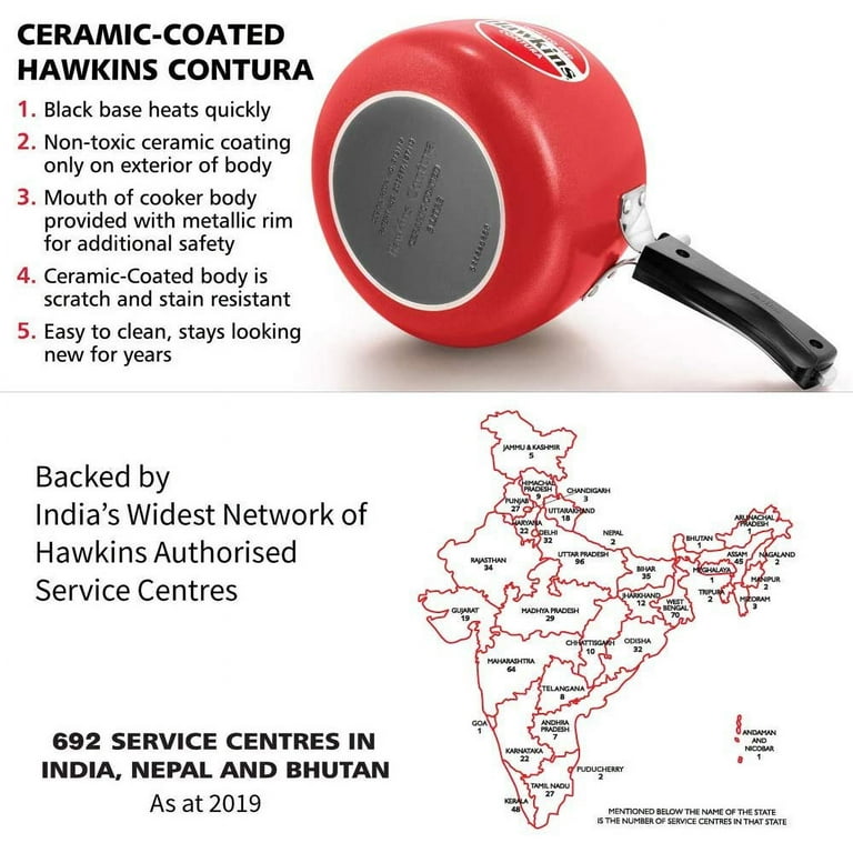 Hawkins CTR30 Ceramic Coated Contura Pressure Cooker, L, Red