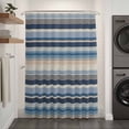 thumbnail image 3 of Xipuska Blue Grey Beige Striped Shower Curtain - Water Repellent Fabric Shower Curtains Washable, Farmhouse Vintage Stripe Decorative Polyester Cloth Bathroom Curtains Modern Bath Decor 36"x72", 3 of 6