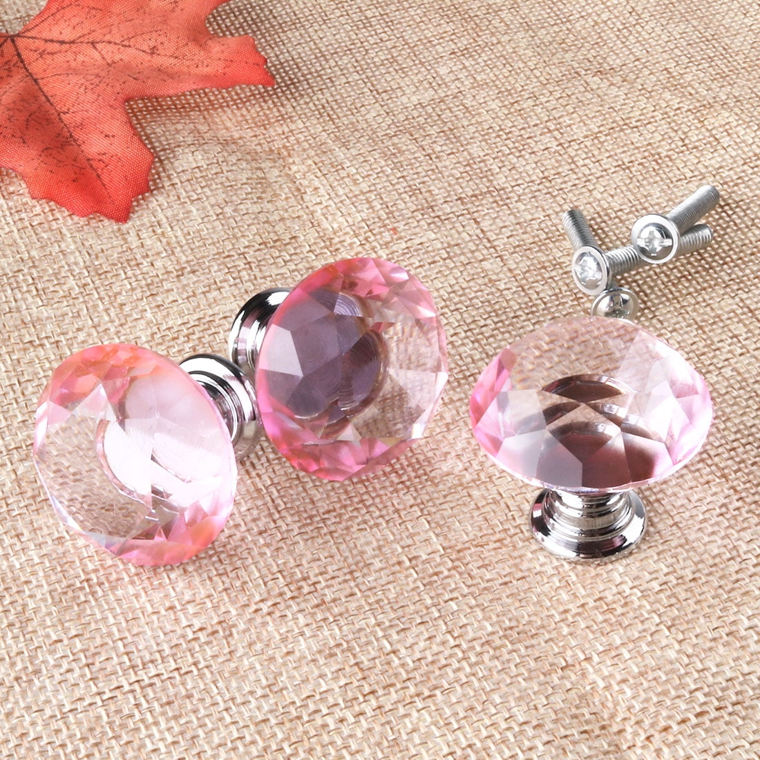 Unique Bargains 1.18" Crystal Glass Cabinet Knob Polished Chrome