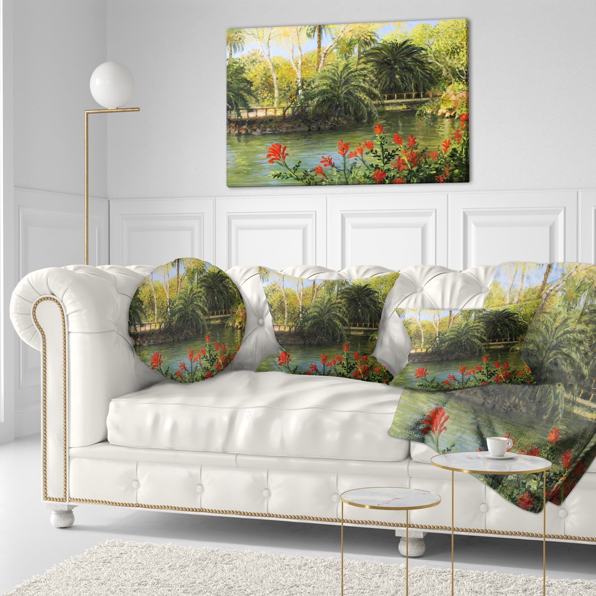 Designart Garden of Eden - Landscape Printed Throw Pillow - 12x20