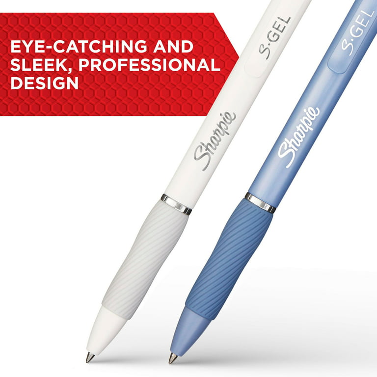 Sharpie® S Gel Pens, Fine Point, 0.5 mm, Black Barrels, Blue Ink, Pack Of 4  Pens