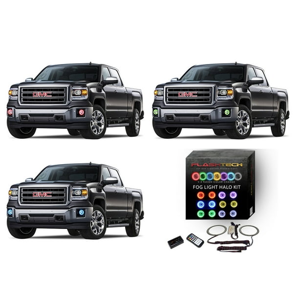Flashtech LED RGB Multi Color Halo Ring Fog Light Kit For GMC Sierra