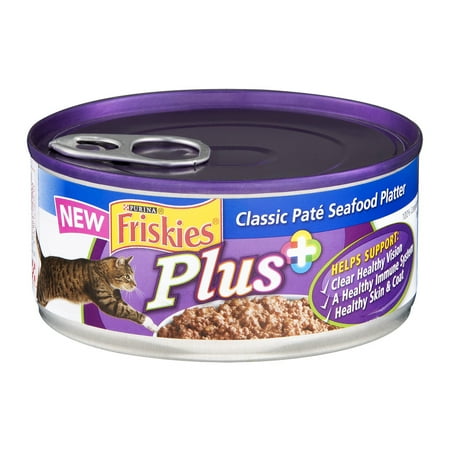 Friskies Plus+ Cat Food Classic Pate Seafood Platter, 5.5 OZ