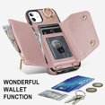 thumbnail image 4 of for iPhone 11 Phone Case Wallet with Strap for Women,Crossbody Lanyard and Wristlet Strap,Zipper Pocket,Credit Card Holder,Ring Stand,RFID Blocking Phone Wallet Cases(6.1 inch,Pink), 4 of 18