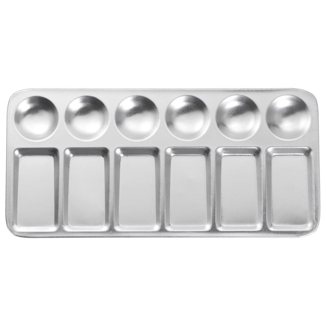 Uxcell 9" x 4.3" 12 pozos bandeja de paleta de pintura de aluminio para mezclar pintura al óleo