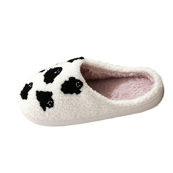 Xfvqtps Women Halloween Fluffy Slippers Cute Ghost Embroidery Versatile Indoor Home Funny Winter Non-Slip Plush Slippers White