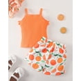 thumbnail image 3 of 6 Months Baby Girls Clothes 12 Months Girls 2PCS Summer Outfits Set Flower Print Infant Girls Sleeveless Top Shorts Set Orange, 3 of 7