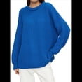 thumbnail image 1 of Suéter de Cuello Redondo para Mujer, Larga, Farol, Tejido , Holgado e Informal Azul Real L, 1 of 9