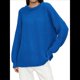thumbnail image 1 of Suéter de Cuello Redondo para Mujer, Larga, Farol, Tejido , Holgado e Informal Azul Real M, 1 of 9