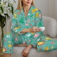 thumbnail image 4 of Goofa Happy Summer Printed Women’s 2 Piece Pajama Set Super,Pajamas Women's Long Sleeve Sleepwear Soft Button Down Loungewear Pjs Lounge Set Nightwear-X-Large, 4 of 9