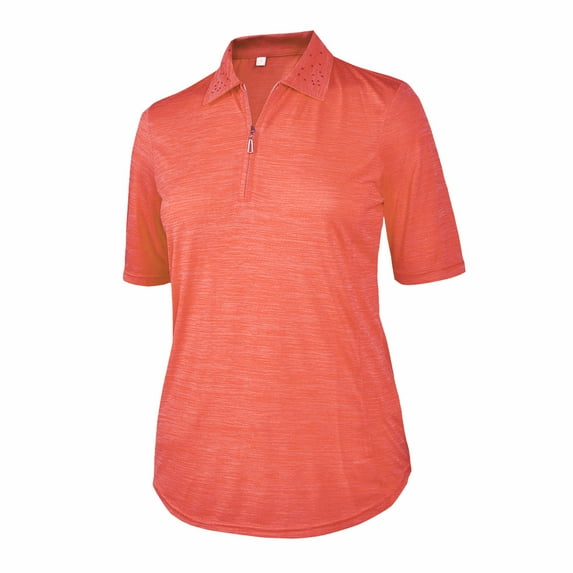 Monterey Club Women's Melange Jersey Performance Sport Golf Polo Shirt #2390