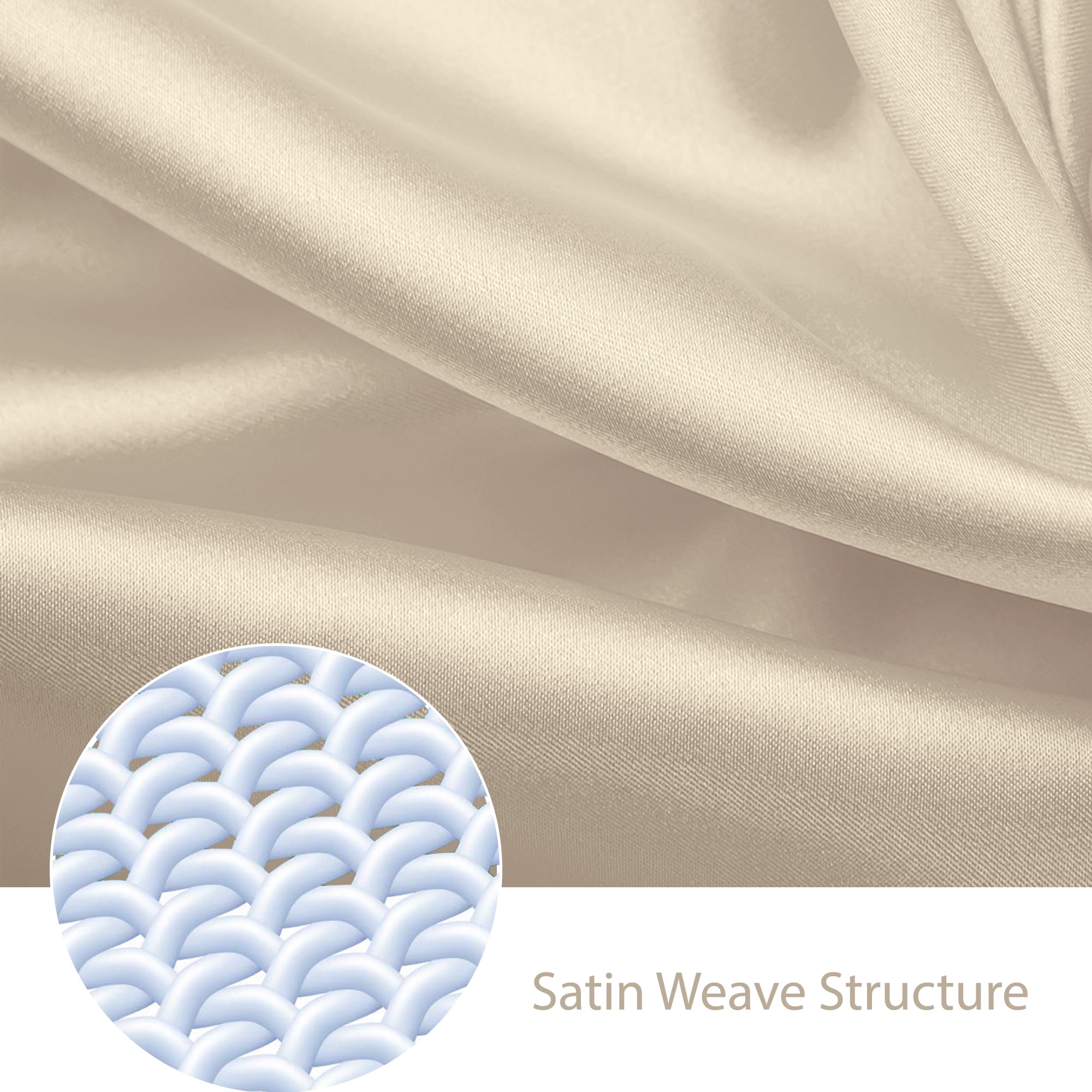 Silky Satin Bed Sheet Set 4-Piece (Ivory, Queen)
