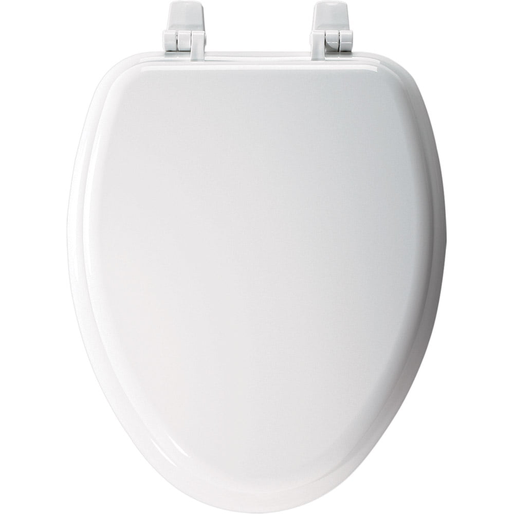 White AquaPlumb CTS104W Elongated Wood Toilet Seat 