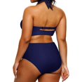 thumbnail image 2 of Yonique Womens Two Piece Plus Size Halter Bikini Swimsuits Tummy Control Bathing Suits High Waisted Swimwear, Navy, 2 of 5