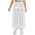 thumbnail image 2 of Hansber Children Kung Fu Training Sports Pants Boys Girls Loose Fit Satiny Harem Trousers Casual Wear White 16, 2 of 5