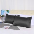 thumbnail image 2 of Unique Bargains Silky Satin Pillow Cases Covers Set of 2 Black Queen, 2 of 8