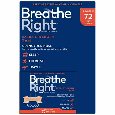 Breathe Right Extra Strength Nasal Strips, Tan, 72 count