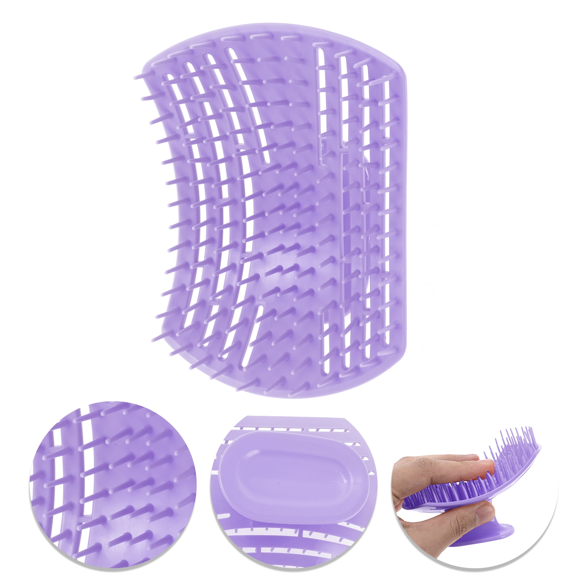 Unique Bargains Handle Hollow Hair Shampoo Brush for Head Massage 1 Pc Purple