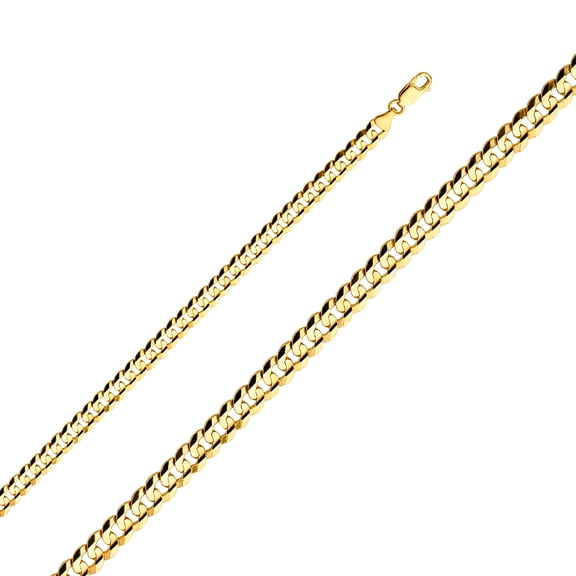 14k Yellow Gold 6.9mm Concave Cuban Solid Curb Chain Link Necklace 26" Jewelry Female Unisex