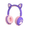 thumbnail image 1 of Inteprter Auriculares brillantes con luz LED, Oreja de Gato, regalo para niñas, auriculares inalámbricos para niños, estéreo HIFI de graves, Cables de audio/vídeo Púrpura Ensacado, 1 of 6