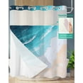 thumbnail image 3 of No Hook Shower Curtain Set with Snap in Liner, Summer Blue Ocean Waves Waterproof Bathroom Curtain with See Through Top Window, Beach Coastal Nautical Style Double Shower Curtains for Bathtub, 3 of 9