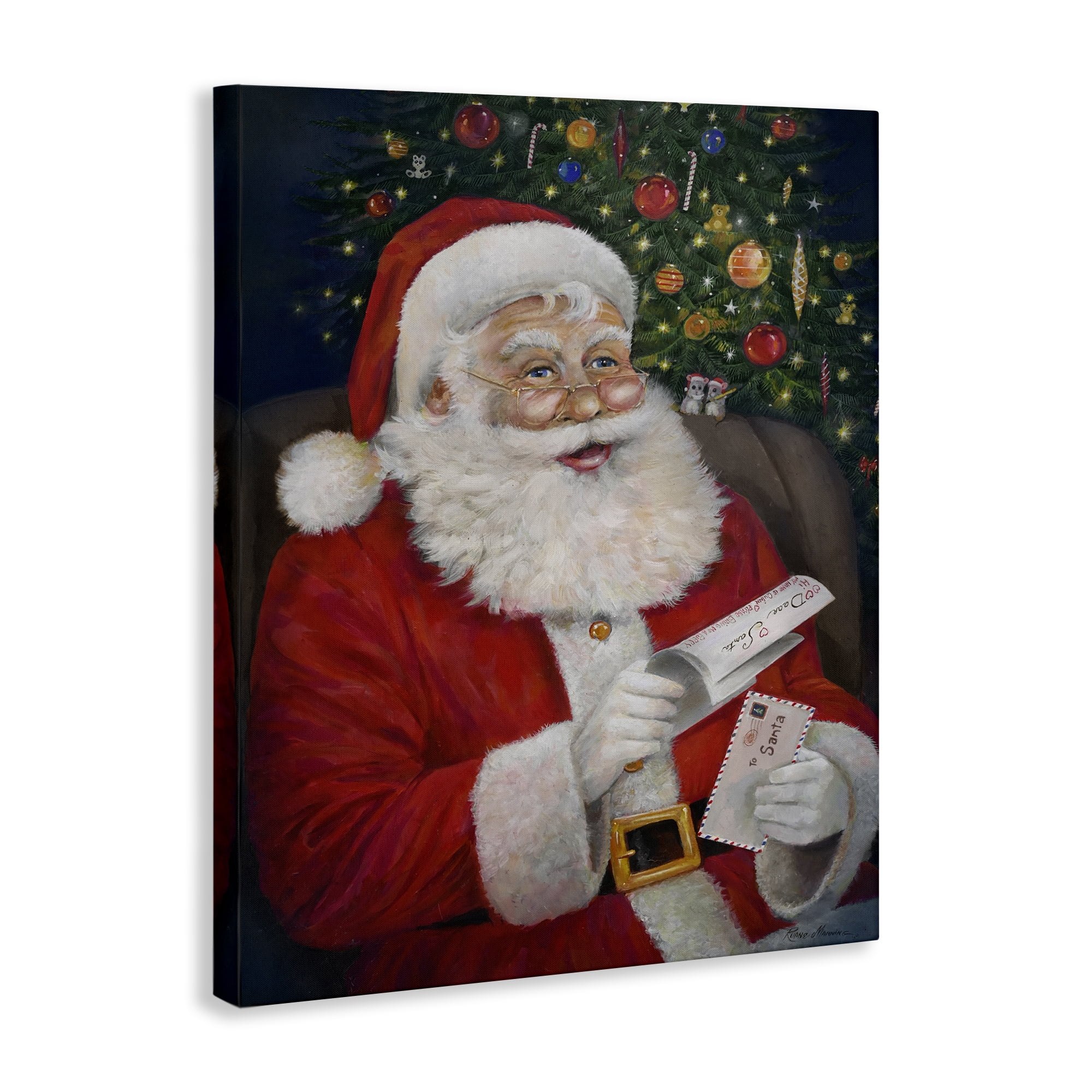 Stupell Industries Merry Santa Claus Holiday Painting Gallery Wrapped Canvas Art Prints Wall Art, 24 x 30
