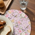 thumbnail image 3 of Pink Spring Floral Round 15 Inch Placemats Set of 6, Elegant Farmhouse Flowers Birds Watercolor HeatResistant Non Slip Place Mats for Dining Table, Wipeable Kitchen Table Mats for Housewarming, 3 of 9